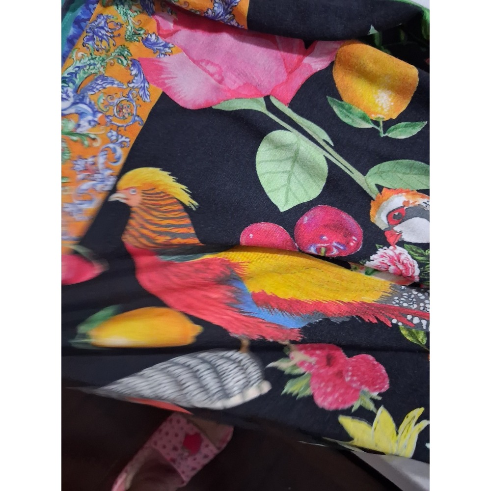 Desigual Exaggerated Colorful Bird Sleeves Womens size XL Stretchy Statement Top - Picture 15 of 16